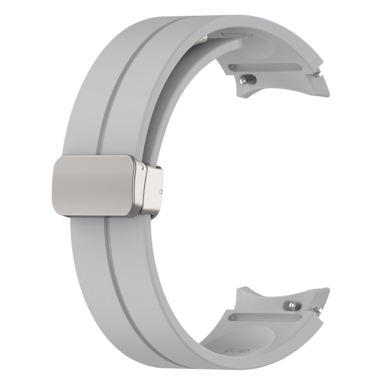 For Samsung Galaxy Watch FE 40mm Magnetic Folding Silver Buckle Silicone Watch Band