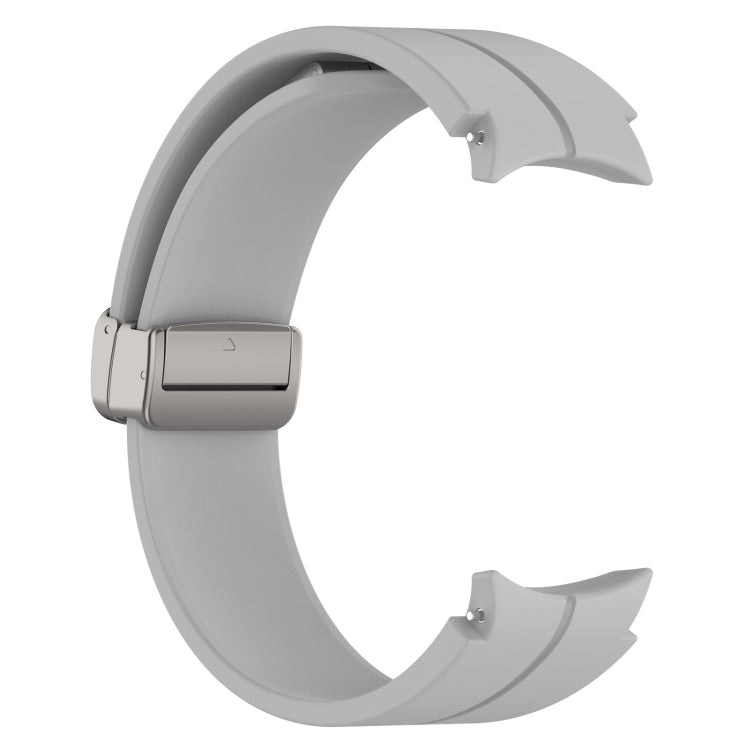 For Samsung Galaxy Watch FE 40mm Magnetic Folding Silver Buckle Silicone Watch Band
