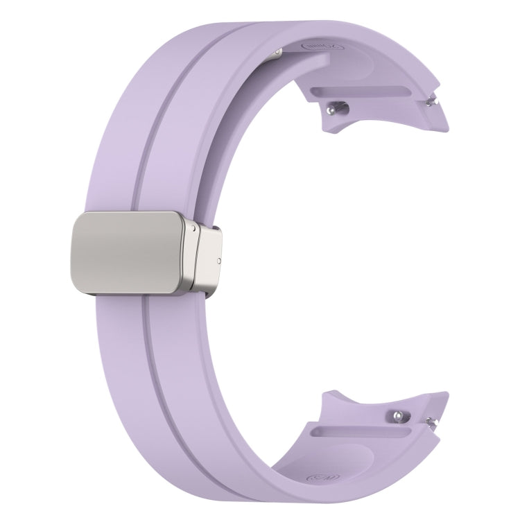 For Samsung Galaxy Watch FE 40mm Magnetic Folding Silver Buckle Silicone Watch Band