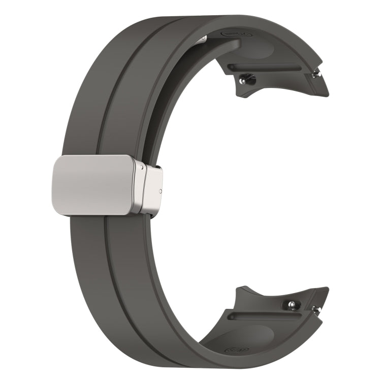 For Samsung Galaxy Watch FE 40mm Magnetic Folding Silver Buckle Silicone Watch Band