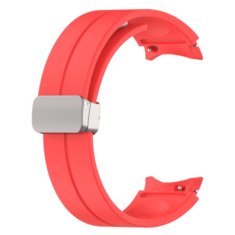 For Samsung Galaxy Watch FE 40mm Magnetic Folding Silver Buckle Silicone Watch Band