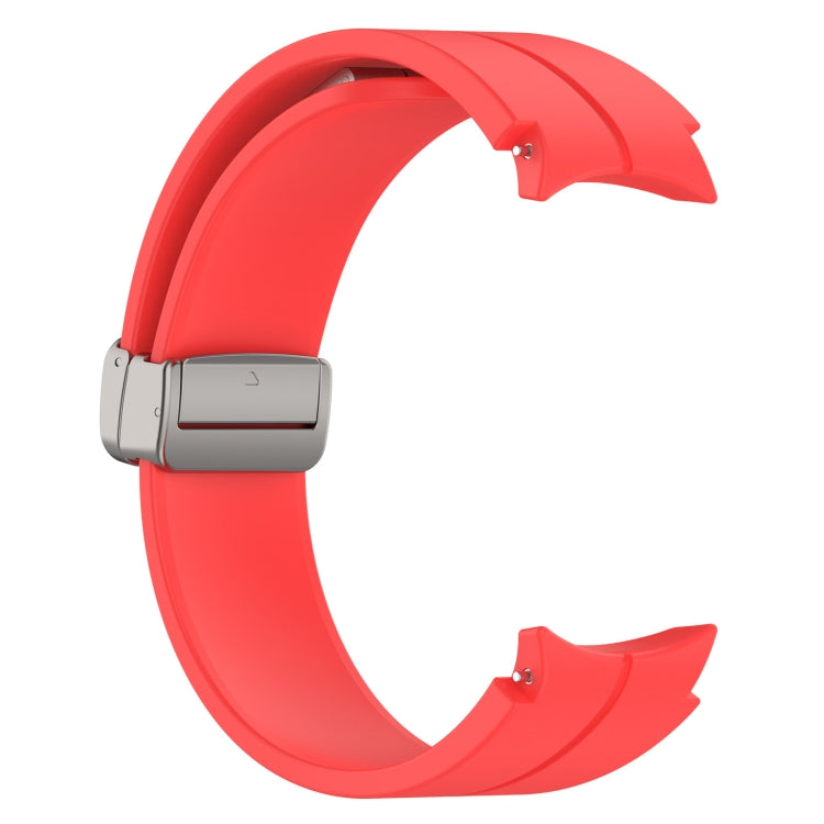 For Samsung Galaxy Watch FE 40mm Magnetic Folding Silver Buckle Silicone Watch Band