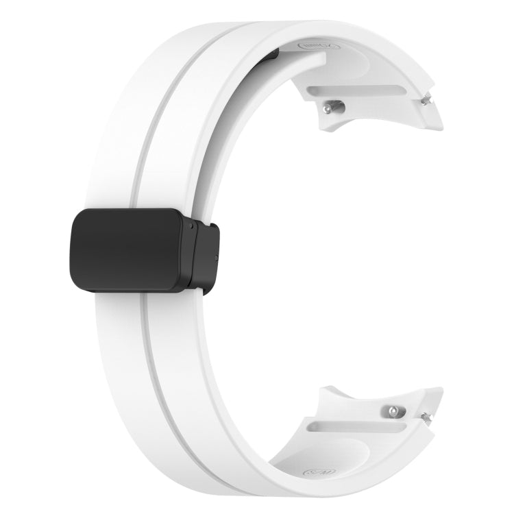 For Samsung Galaxy Watch7 40 / 44mm Magnetic Folding Black Buckle Silicone Watch Band