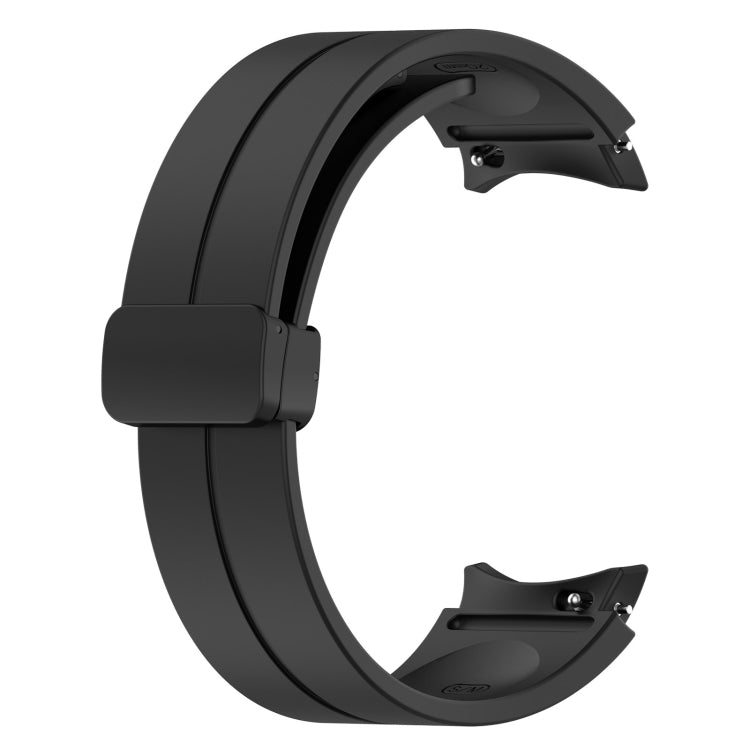 For Samsung Galaxy Watch7 40 / 44mm Magnetic Folding Black Buckle Silicone Watch Band