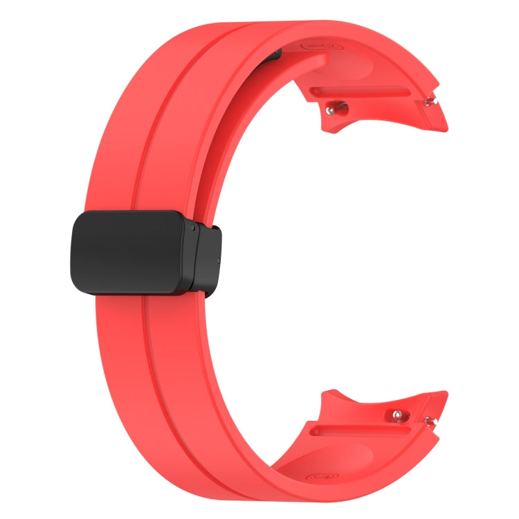 For Samsung Galaxy Watch7 40 / 44mm Magnetic Folding Black Buckle Silicone Watch Band