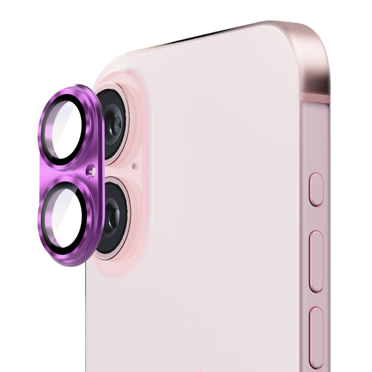 For iPhone 16 / 16 Plus ENKAY Aluminium Alloy Tempered Glass Lens Cover Film