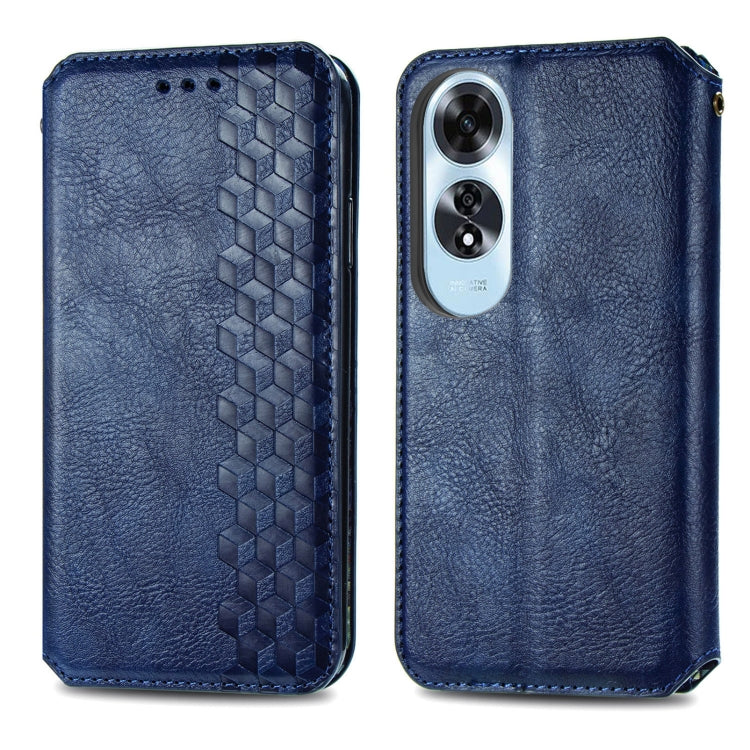For OPPO A60 Cubic Grid Pressed Magnetic Leather Phone Case