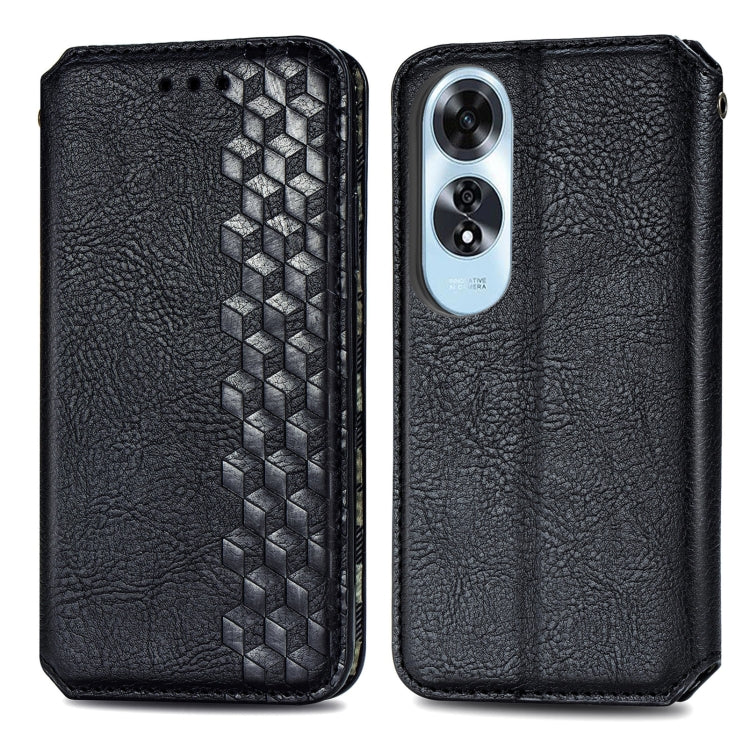 For OPPO A60 Cubic Grid Pressed Magnetic Leather Phone Case