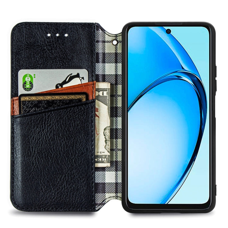 For OPPO A60 Cubic Grid Pressed Magnetic Leather Phone Case
