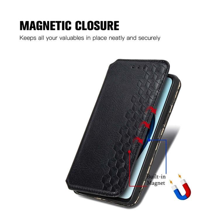 For OPPO A60 Cubic Grid Pressed Magnetic Leather Phone Case