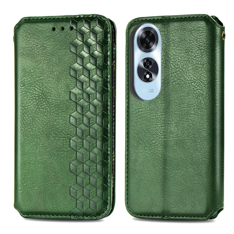 For OPPO A60 Cubic Grid Pressed Magnetic Leather Phone Case