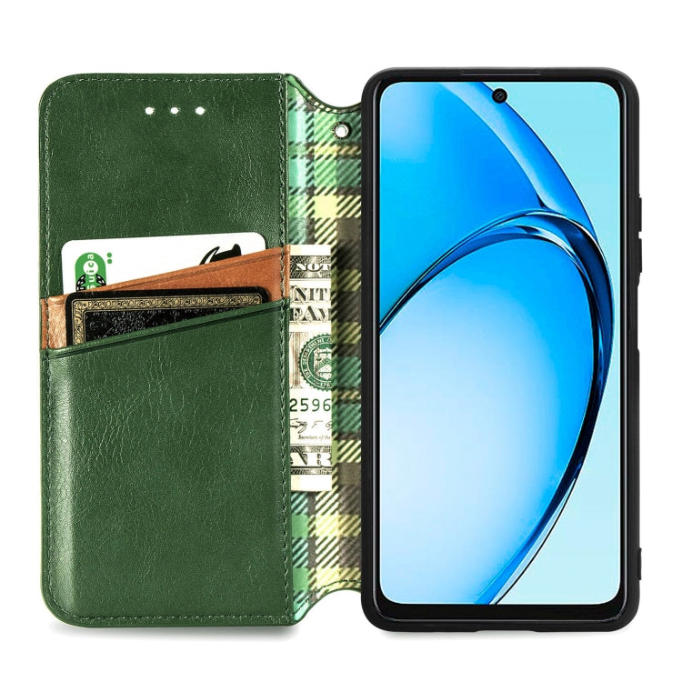 For OPPO A60 Cubic Grid Pressed Magnetic Leather Phone Case