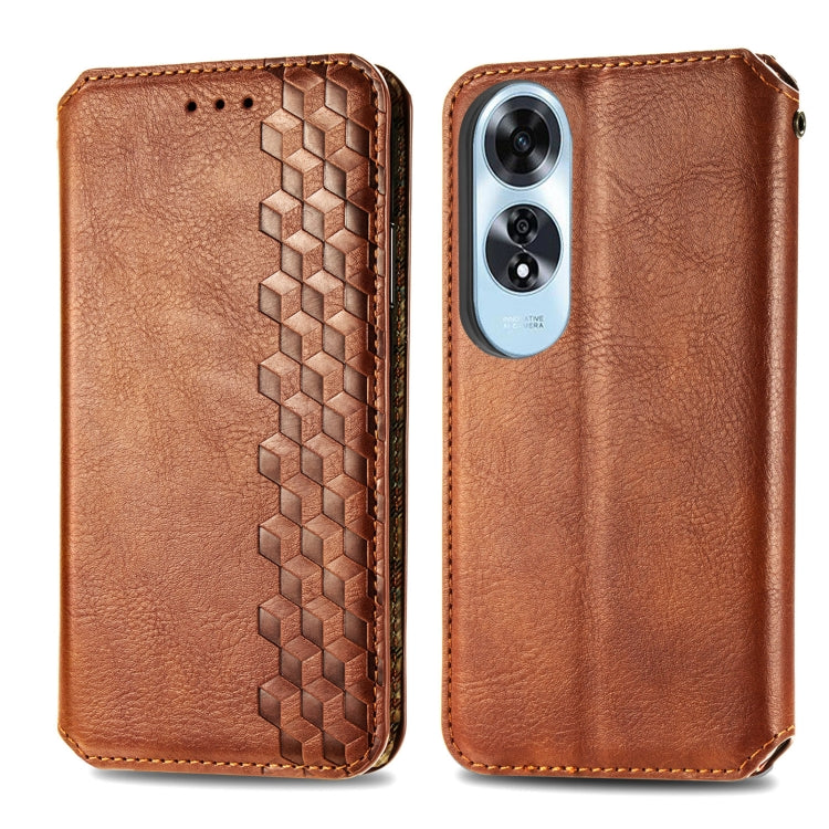 For OPPO A60 Cubic Grid Pressed Magnetic Leather Phone Case