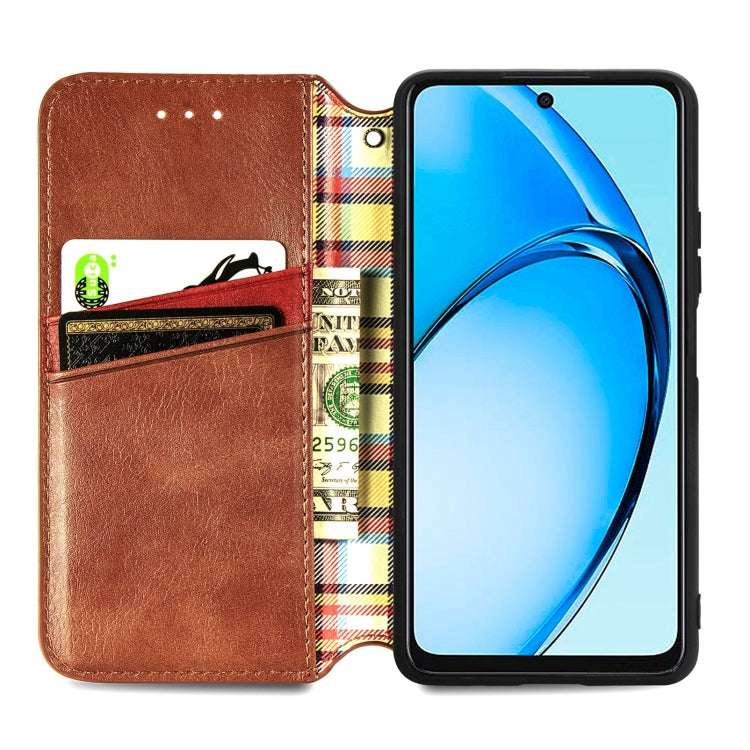 For OPPO A60 Cubic Grid Pressed Magnetic Leather Phone Case