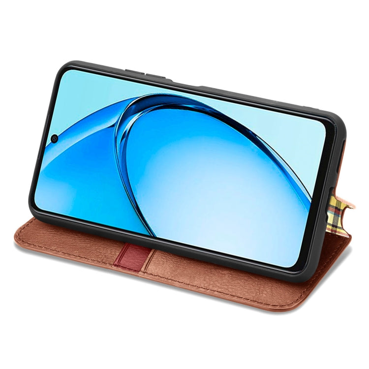 For OPPO A60 Cubic Grid Pressed Magnetic Leather Phone Case