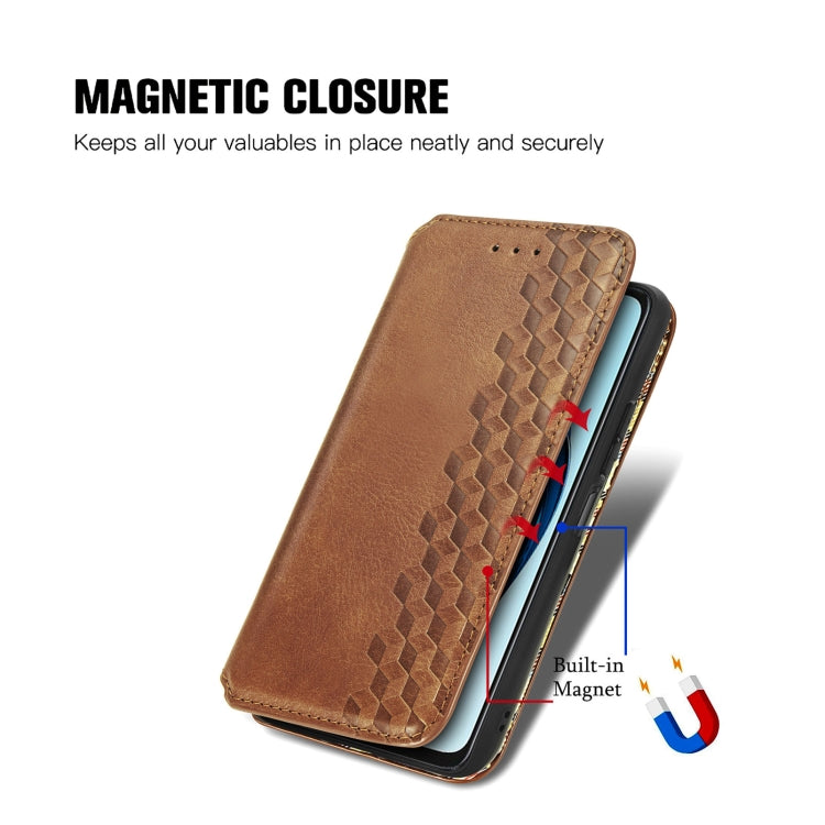 For OPPO A60 Cubic Grid Pressed Magnetic Leather Phone Case