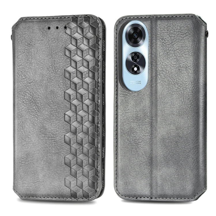 For OPPO A60 Cubic Grid Pressed Magnetic Leather Phone Case
