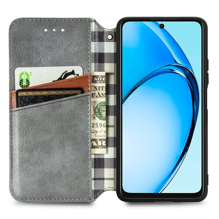 For OPPO A60 Cubic Grid Pressed Magnetic Leather Phone Case
