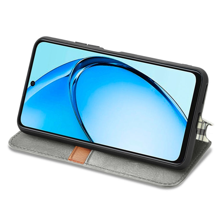 For OPPO A60 Cubic Grid Pressed Magnetic Leather Phone Case