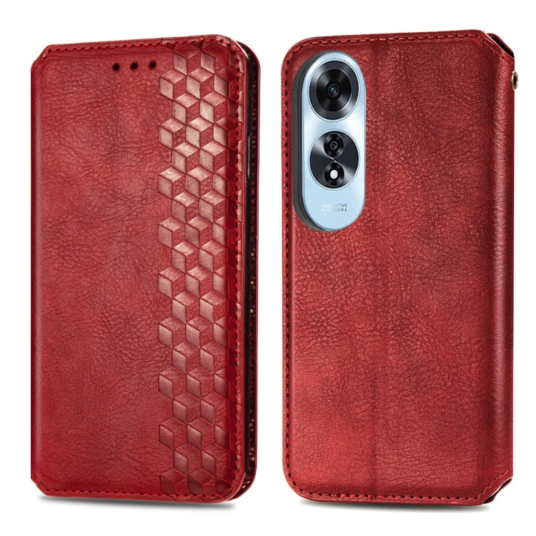 For OPPO A60 Cubic Grid Pressed Magnetic Leather Phone Case