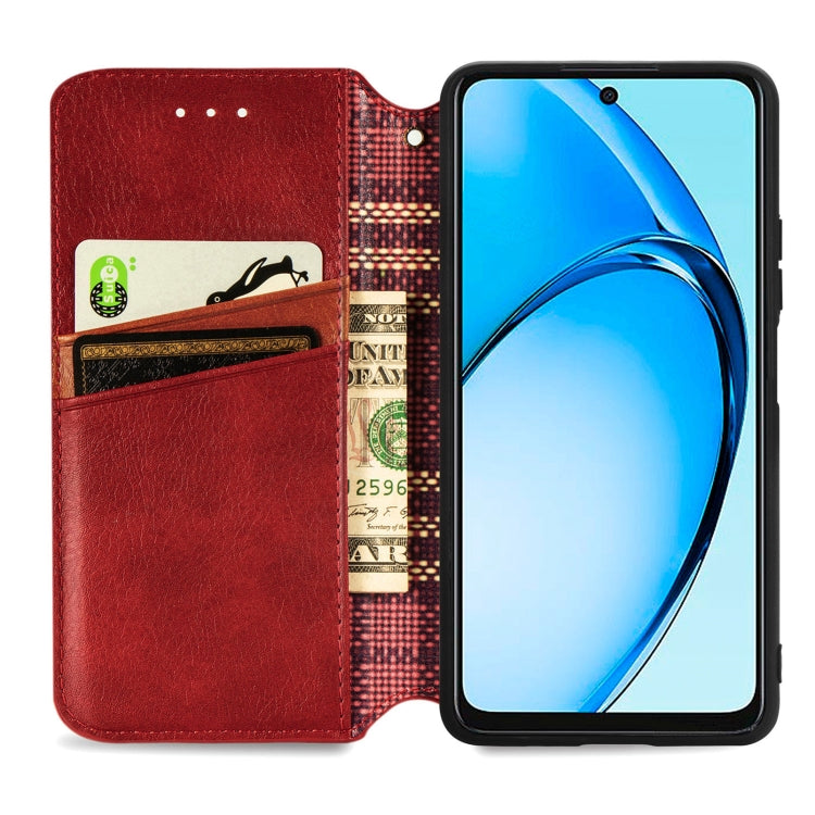 For OPPO A60 Cubic Grid Pressed Magnetic Leather Phone Case
