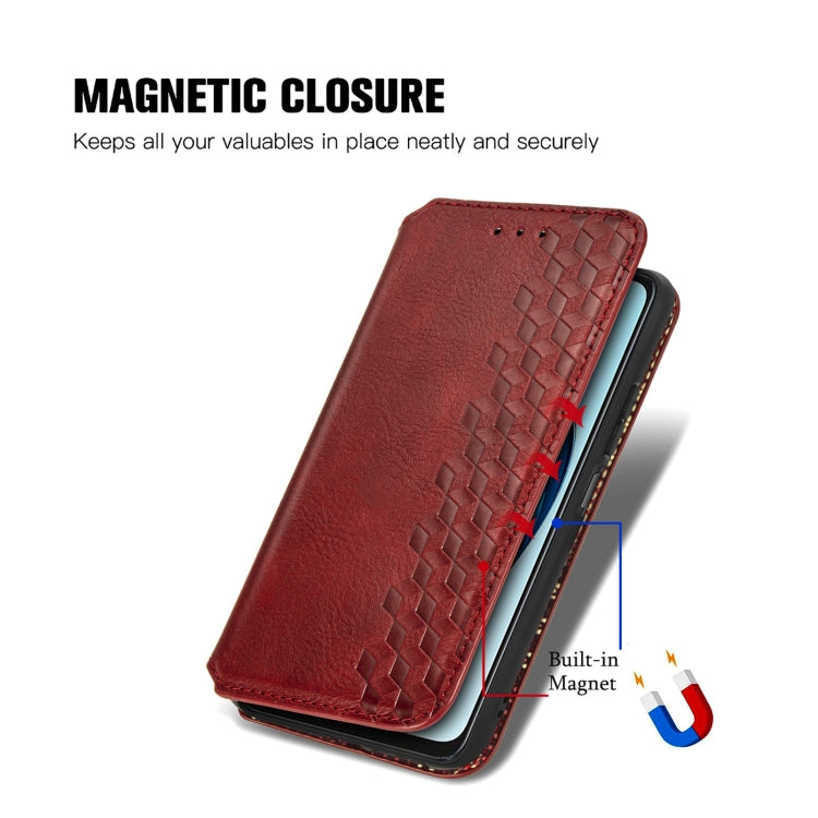 For OPPO A60 Cubic Grid Pressed Magnetic Leather Phone Case