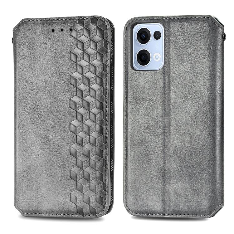 For OPPO Reno13 Cubic Grid Pressed Magnetic Leather Phone Case