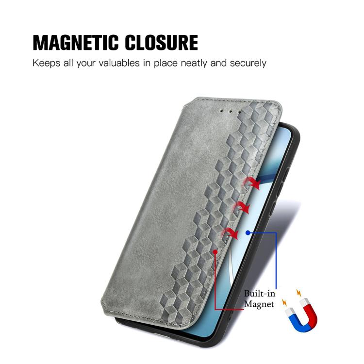 For OPPO Reno13 Pro Cubic Grid Pressed Magnetic Leather Phone Case