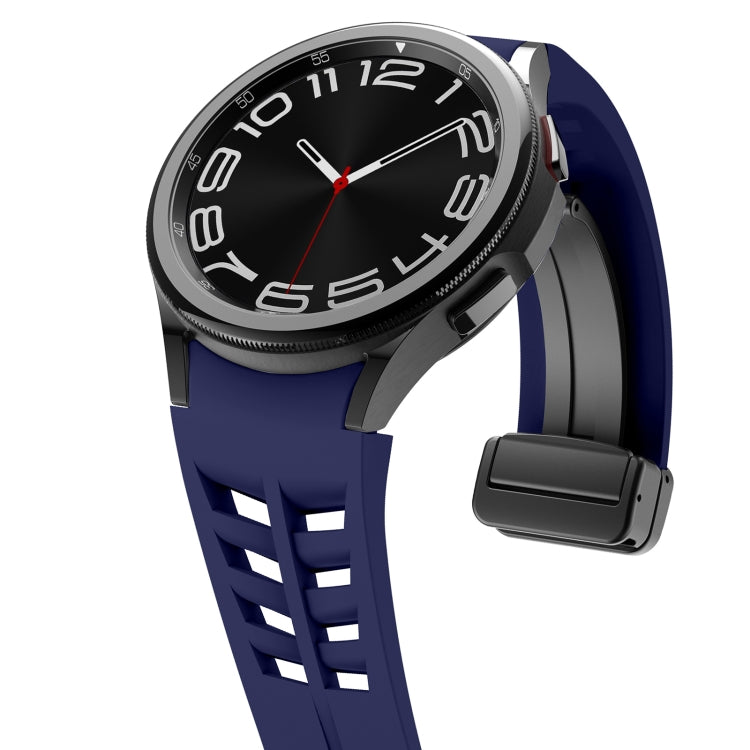 For Samsung Galaxy Watch 6 40 / 44mm Richard Magnetic Folding Black Buckle Silicone Watch Band