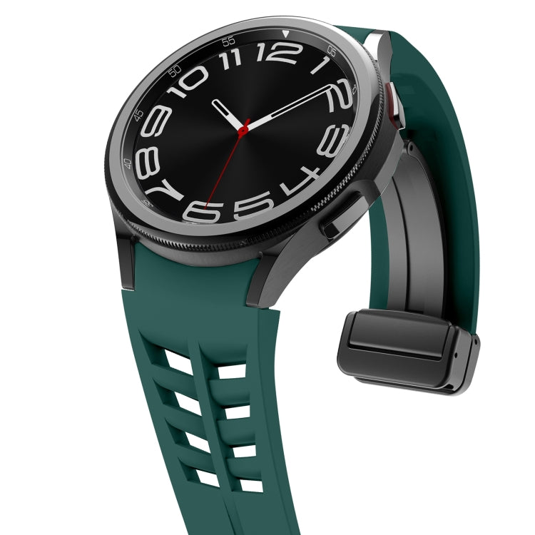 For Samsung Galaxy Watch 6 class 43 / 47mmic Richard Magnetic Folding Black Buckle Silicone Watch Band