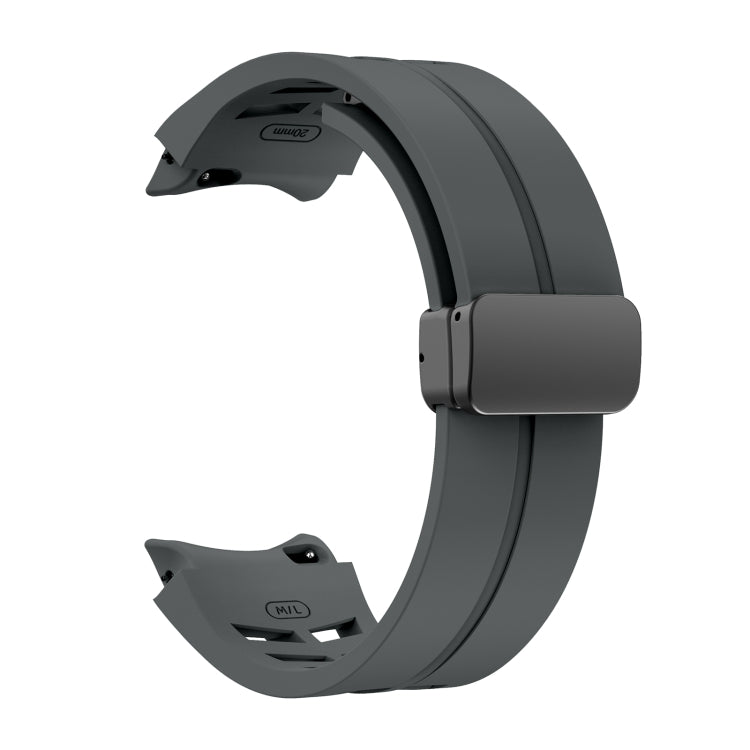 For Samsung Galaxy Watch 4 classic 42 / 46mm Richard Magnetic Folding Black Buckle Silicone Watch Band