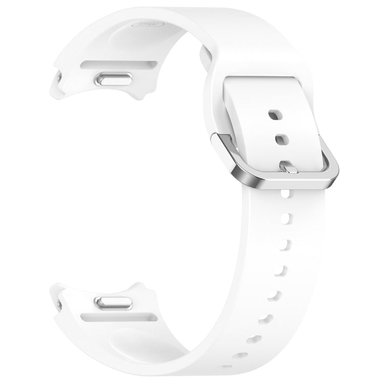 For Samsung Galaxy Watch 4 44mm Solid Color Silver Buckle Quick Release Silicone Watch Band