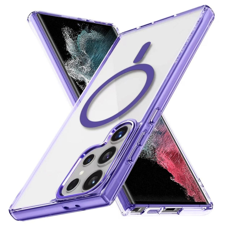 For Samsung Galaxy S22 Ultra 5G Ice Color Magnetic Series TPU Hybrid Acrylic Magsafe Phone Case
