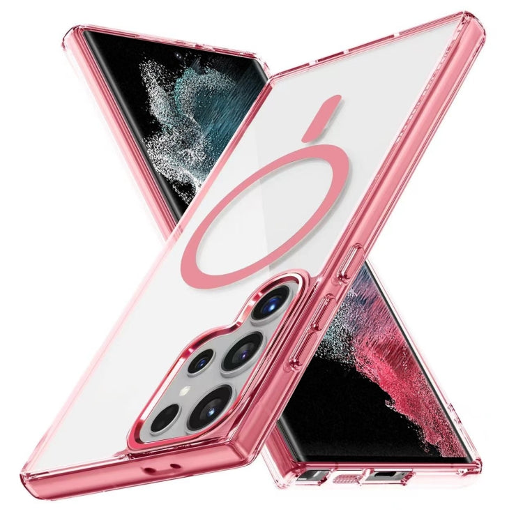 For Samsung Galaxy S22 Ultra 5G Ice Color Magnetic Series TPU Hybrid Acrylic Magsafe Phone Case