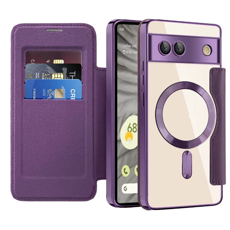 For Google  Pixel 8a Shield Magsafe RFID Anti-theft Rhombus Leather Phone Case