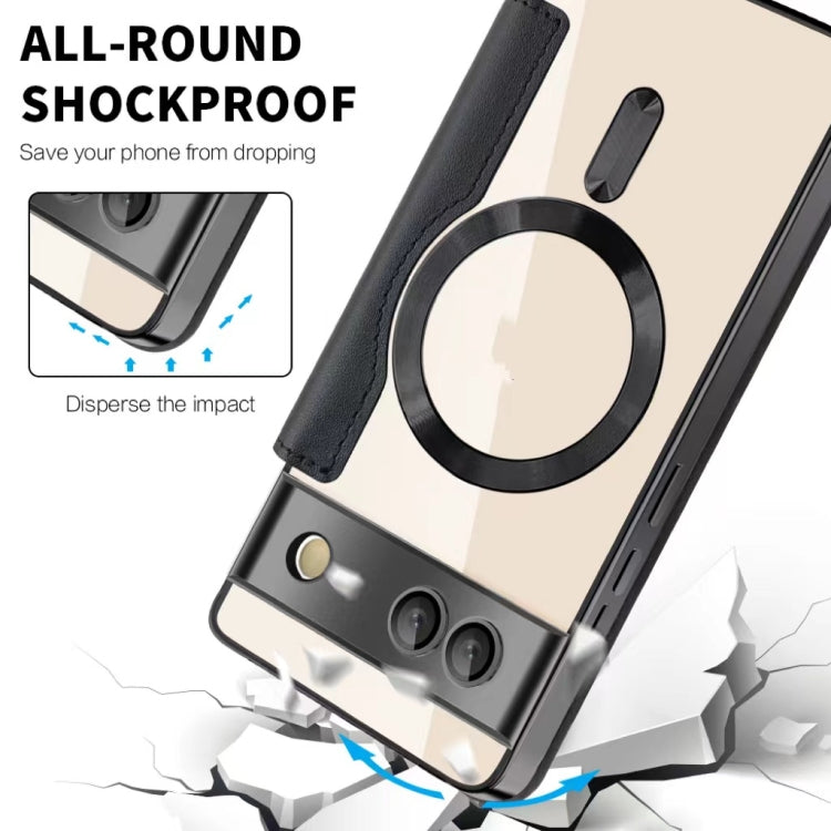 For Google  Pixel 8a Shield Magsafe RFID Anti-theft Rhombus Leather Phone Case