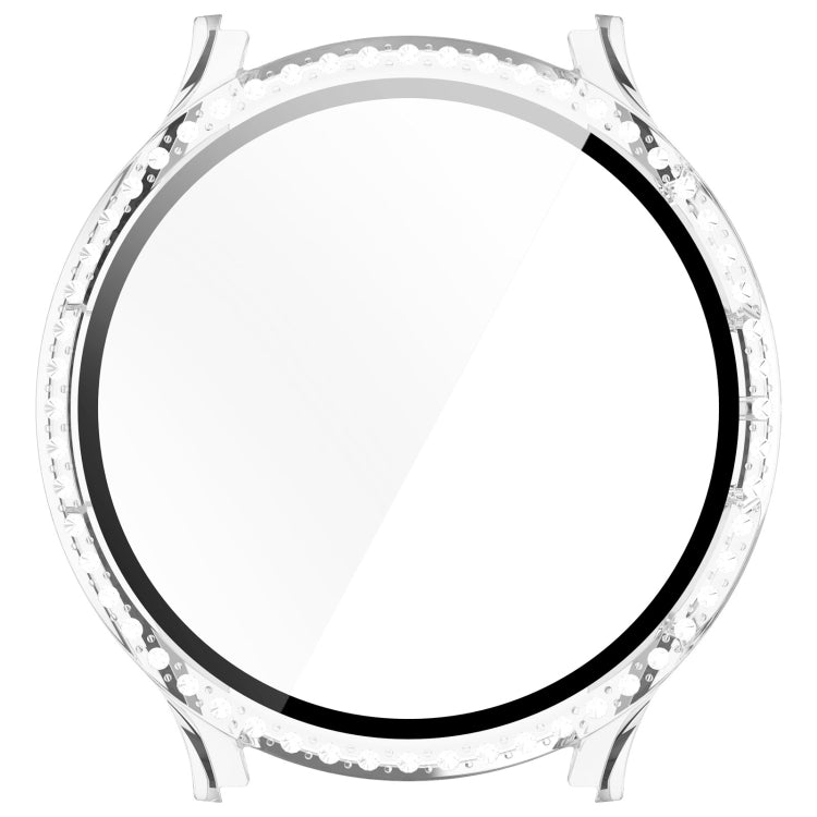 For Samsung Galaxy Watch 7 40mm Single Row Diamond PC + Tempered Film Integrated Watch Protective Case