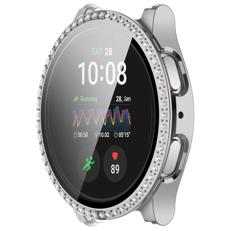 For Samsung Galaxy Watch 7 40mm Single Row Diamond PC + Tempered Film Integrated Watch Protective Case
