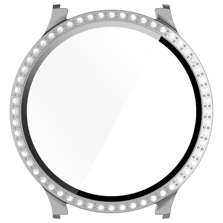 For Samsung Galaxy Watch 7 40mm Single Row Diamond PC + Tempered Film Integrated Watch Protective Case