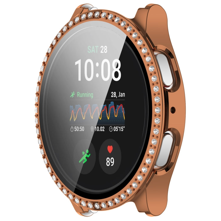 For Samsung Galaxy Watch 7 40mm Single Row Diamond PC + Tempered Film Integrated Watch Protective Case