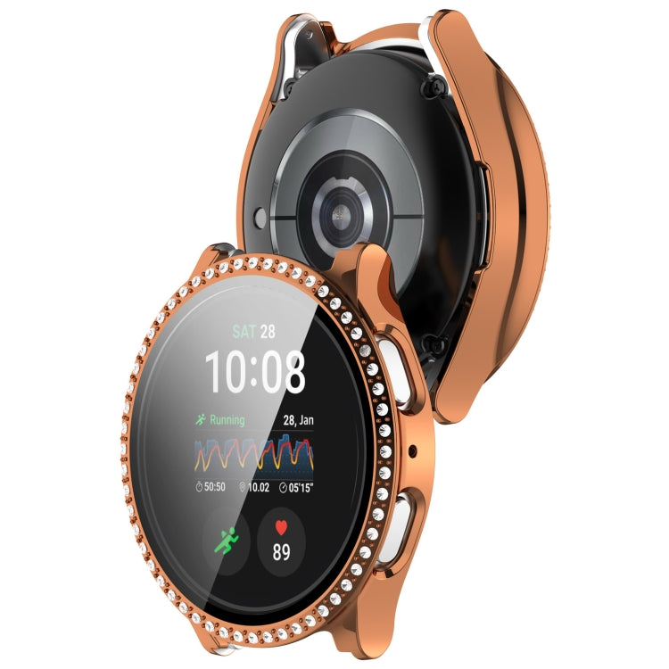 For Samsung Galaxy Watch 7 40mm Single Row Diamond PC + Tempered Film Integrated Watch Protective Case