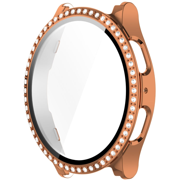 For Samsung Galaxy Watch 7 40mm Single Row Diamond PC + Tempered Film Integrated Watch Protective Case