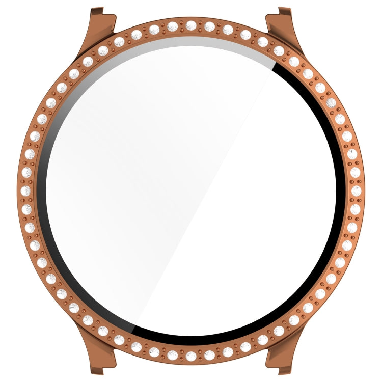 For Samsung Galaxy Watch 7 40mm Single Row Diamond PC + Tempered Film Integrated Watch Protective Case
