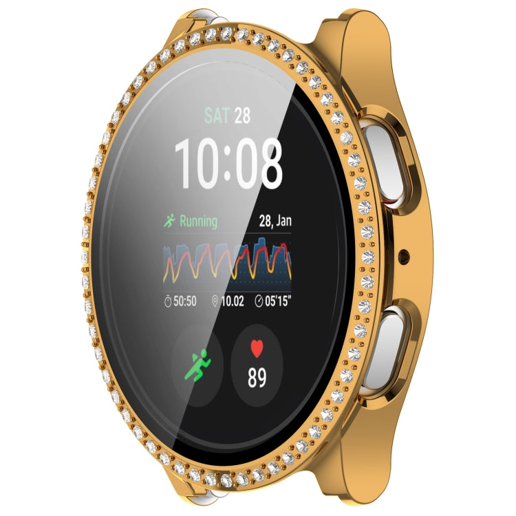 For Samsung Galaxy Watch 7 40mm Single Row Diamond PC + Tempered Film Integrated Watch Protective Case