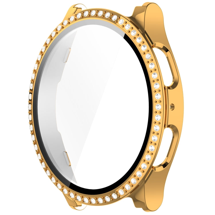For Samsung Galaxy Watch 7 40mm Single Row Diamond PC + Tempered Film Integrated Watch Protective Case
