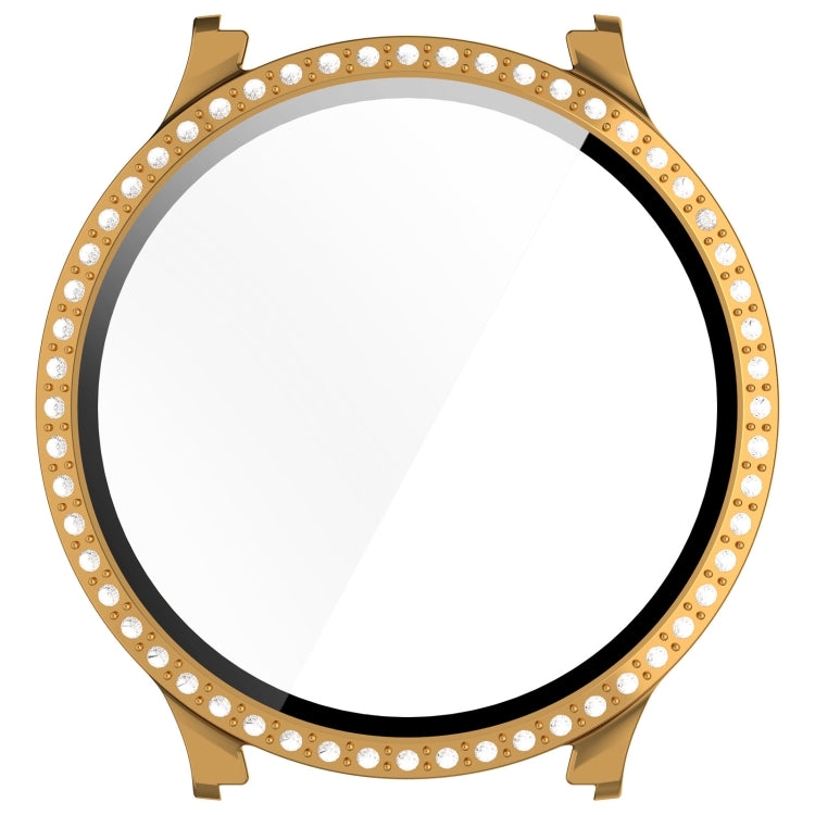 For Samsung Galaxy Watch 7 40mm Single Row Diamond PC + Tempered Film Integrated Watch Protective Case