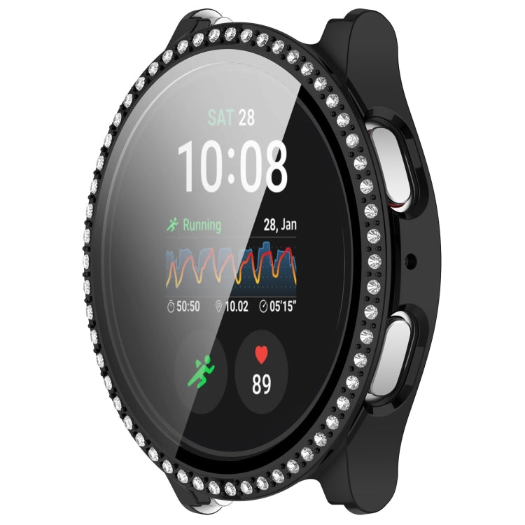 For Samsung Galaxy Watch 7 40mm Single Row Diamond PC + Tempered Film Integrated Watch Protective Case