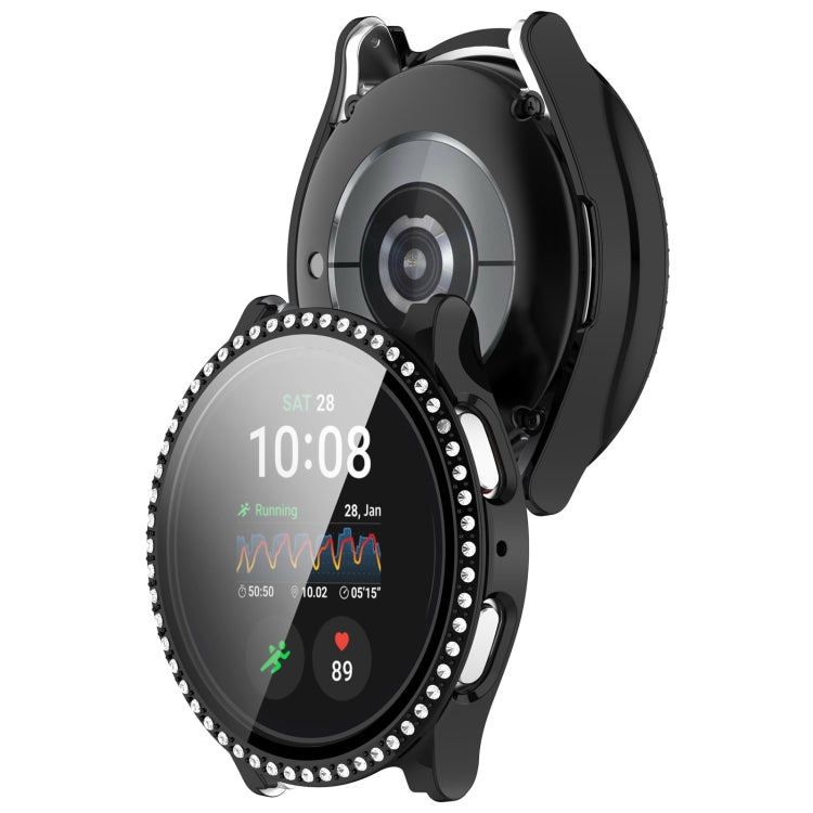 For Samsung Galaxy Watch 7 40mm Single Row Diamond PC + Tempered Film Integrated Watch Protective Case