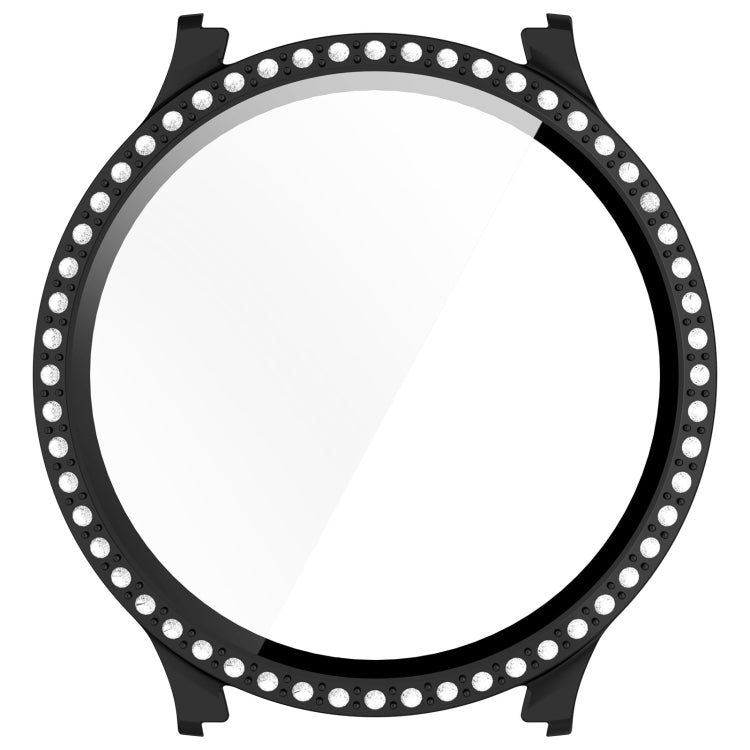 For Samsung Galaxy Watch 7 40mm Single Row Diamond PC + Tempered Film Integrated Watch Protective Case