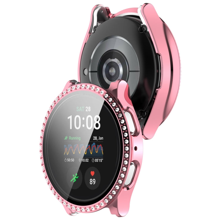 For Samsung Galaxy Watch 7 40mm Single Row Diamond PC + Tempered Film Integrated Watch Protective Case